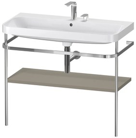 DURAVIT Happy D.2 Plus c-shaped kovový stojací podstavec s nábytkovým umývadlom s dvomi otvormi, 1 polička, 975 x 490 x 850 mm, chróm/kameňovo šedá matná lakovaná, HP4838E9292