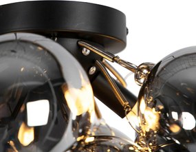 Inteligentné stropné svietidlo čierne s dymovým sklom vrátane 4 Wifi G9 - Uvas