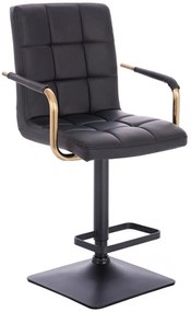 LuxuryForm DESIGN Barová stolička VERONA GOLD na čiernej hranatej základni - čierna