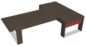 Stôl Verno+ S 200 x 300 cm s rokovacím prvkom, dub antracit / červená