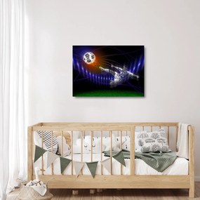 Sklenený obraz futbalistu v skoku (70x50 cm)