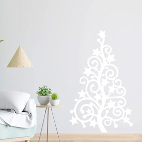 Veselá Stena Samolepka Vianočný strom hviezda Farba: bílá, Veľkosť: 80 x 49 cm