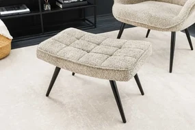 Moderný taburet Malmö bouclé šampanská greige 60cm