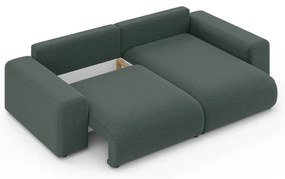 Tmavozelená rozkladacia rohová pohovka s úložným priestorom (variabilný roh) Luma – Ropez