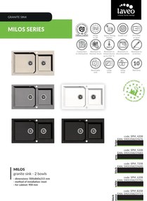 Kuchinox Milos, 2-komorový granitový drez 860x500x215 mm + sifón, šedá matná, LAV-SPM_5208