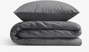 Goldea bavlnené posteľné obliečky - tmavo sivé 140 x 200 a 70 x 90 cm