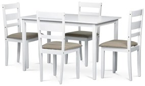 BONTEC Jedálenský set so 4 stoličkami, 120x75x75cm, masív, dub, AUT-6070 OAK Farba: Biela