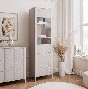 Moderná úzka vitrína MARCIUS 60cm kašmír
