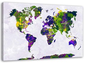 Obraz na plátně Malovaná mapa světa Office - 100x70 cm