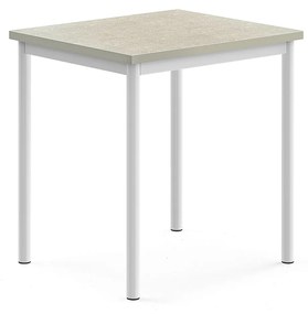 Stôl SONITUS, 700x600x720 mm, linoleum - svetlošedá, biela
