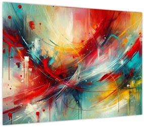 Obraz – Abstrakcia s červenou (70x50 cm)