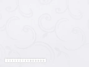 Biante Teflónový behúň na stôl TF-100 Biele ornamenty s lístkami 45x140 cm