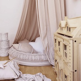 Boho vankúš srdca s bublinkami biela 44 cm