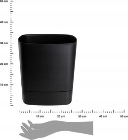 Plastový květináč s podmiskou Cubi 34x34 cm černý