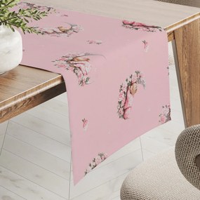 Biante Detský bavlnený behúň na stôl Sandra SA-626 Spiace medvedíky na ružovom 20x120 cm