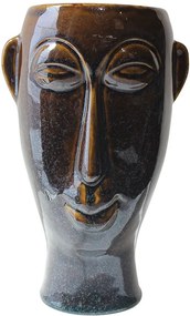 Sada 3 ks Hnedý kvetináč Mask Long 17,2 × 16,2 × 27,2 cm