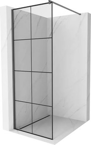 Mexen Kioto, sprchová zástena Walk-In 80 x 200 cm, 8mm číre sklo čierny vzor, grafitový profil, 800-080-101-95-77
