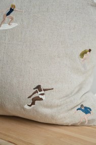 Fine Little Day Ľanová obliečka na vankúš Surfers Embroidered 48 x 48 cm