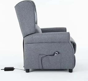 TV kreslo STILO PLUS s elektrickým polohovaním — látka, sivá, nosnosť 130 kg