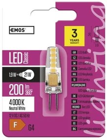 EMOS LED žiarovka, G4, 2W, neutrálna biela / denné svetlo
