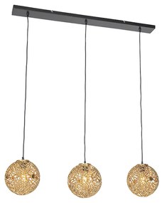 Art Deco závesná lampa zlatá predĺžená 3-svetlá - Maro