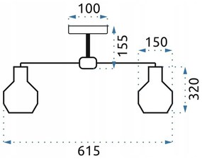 Toolight - Závesné kovové stropné svietidlo 3-ramenné 3xE27 60W APP734-3C, čierna, OSW-08763