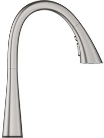 GROHE ZedraTouch elektronická páková drezová batéria s vyťažiteľnou sprškou s prepínaním, 3jet, batériová prevádzka, výška výtoku 218 mm, Supersteel, 30219DC2