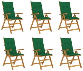 Skladacie záhradné stoličky s podložkami 6 ks akáciový masív 3064139