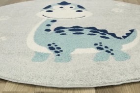 Detský koberec EMILY KIDS 5860C Dinosaurus, tyrkysový / svetlosivý