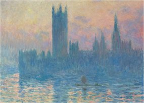 Sklenený obraz - Claude Monet, The Houses of Parliament, Sunset, reprodukcia (70x50 cm)