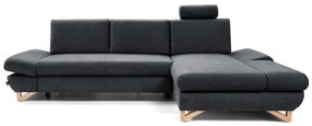 Rozkladacia rohová čalúnená sedacia súprava s úložným priestorom v tvare L AVESTA pravá antracit