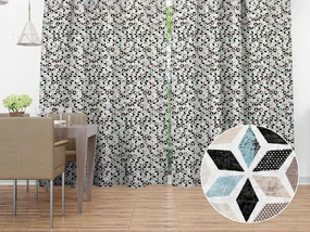 Biante Dekoračný záves Leona LN-059 Tyrkysovo-čierna mozaika 130x230 cm