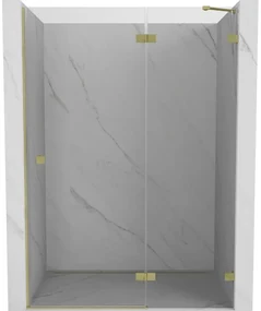 Mexen, Mexen Lunar pravé otočné sprchové dvere 135 cm, transparentné, brúsené zlato - 834-135-000-55-00-P