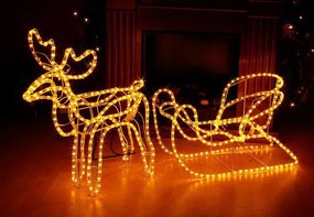 Svetelná dekorácia - vianočný sob, 140 cm, teple biely