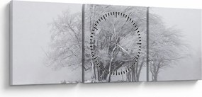 Obraz - Biela zima (s hodinami) (90x30 cm)