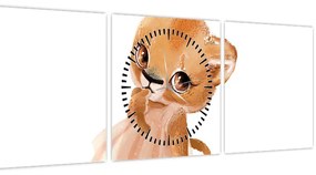 Obraz - Akvarelové zvieratko N⁰6 (s hodinami) (90x30 cm)