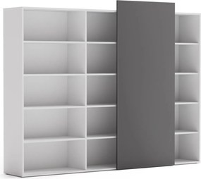 Kancelársky regál s posuvným panelom BLOCK, 2390 x 400 x 1748, grafitová