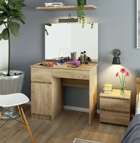 Toaletný stolík so zrkadlom CLP P-2/SL 900x600 ľavý, dub sonoma