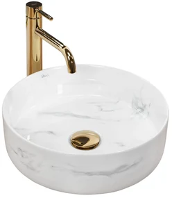 Rea Sami Nature Marble, umývadlo na dosku 360x360x115 mm, biela-imitácia kameňa, REA-U6606