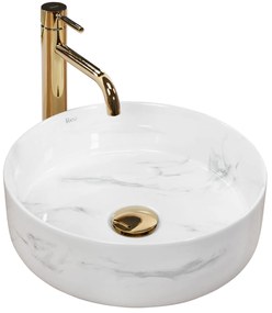 Rea Sami Nature Marble, umývadlo na dosku 360x360x115 mm, biela-imitácia kameňa, REA-U6606