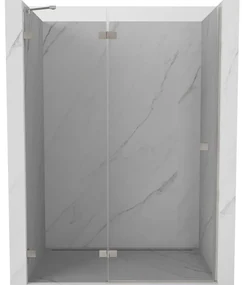 Mexen, Mexen Lunar ľavé otočné sprchové dvere 135 cm, transparentné, brúsený nikel - 834-135-000-97-00-L