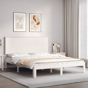 Rám postele s čelom biely 5FT masívne drevo veľkosť King 3193667