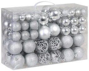 Sada vianočných závesných dekorácií REGALO strieborná (100 ks)