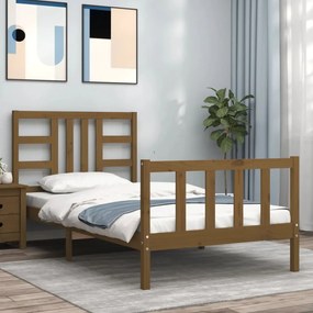 Rám postele s čelom medovohnedý 90x190 cm masívne drevo 3191939