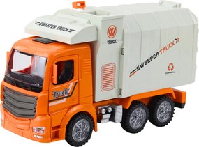 LEAN Toys Svetlá mestského smetiarskeho auta Zvuky oranžová