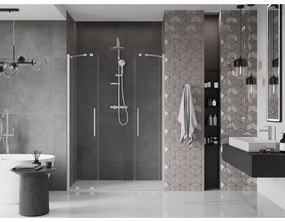 Mexen Velar Duo, posuvné sprchové dvere do otvoru 140 cm, 8mm číre sklo, brúsená oceľ, 871-140-000-02-97