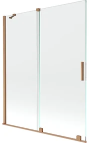 Mexen Velar, 2-krídlová posuvná vaňová zástena 140 x 150 cm, 8mm číre sklo, medená matná, 896-140-000-01-65