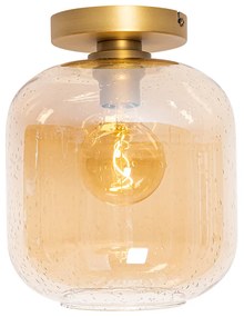 Inteligentné stropné svietidlo mosadzné a jantárové sklo vrátane WiFi G95 - Zuzanna