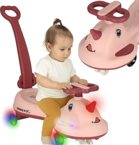 KIK LED Swing FIX S1 gravitačná kolobežka s rúčkou, ružová