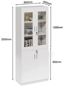 Vysoká kancelárska skriňa Houseland Prime Neo 02 80 cm biela